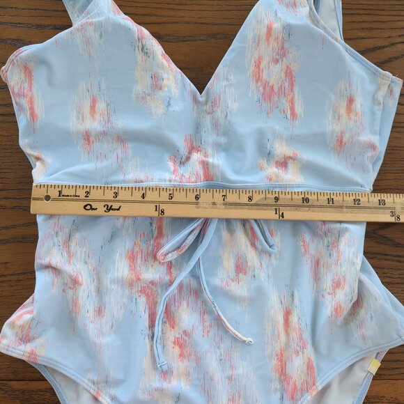 Summersalt One-Piece Women's Swimsuit 8 Abstract Pastel V-Neck Waist Tie Lined - Picture 15 of 16